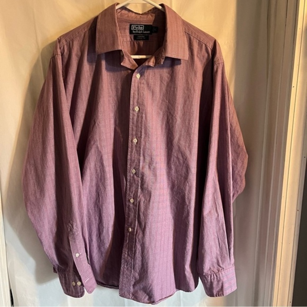 Polo Ralph Lauren Button Down Shirt Men’s XXL Purple Striped Long Sleeve Curham